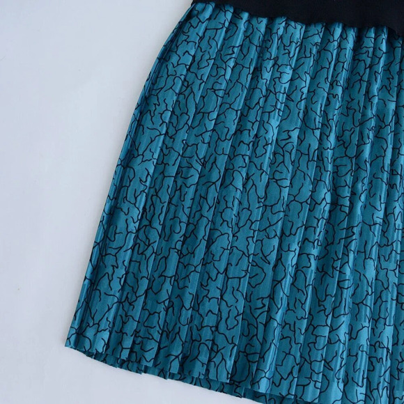 Vintage 90'S Nu-Mode Petites Teal Pleated Drop Waist Midi Dress Size 9/10 - Picture 5 of 12